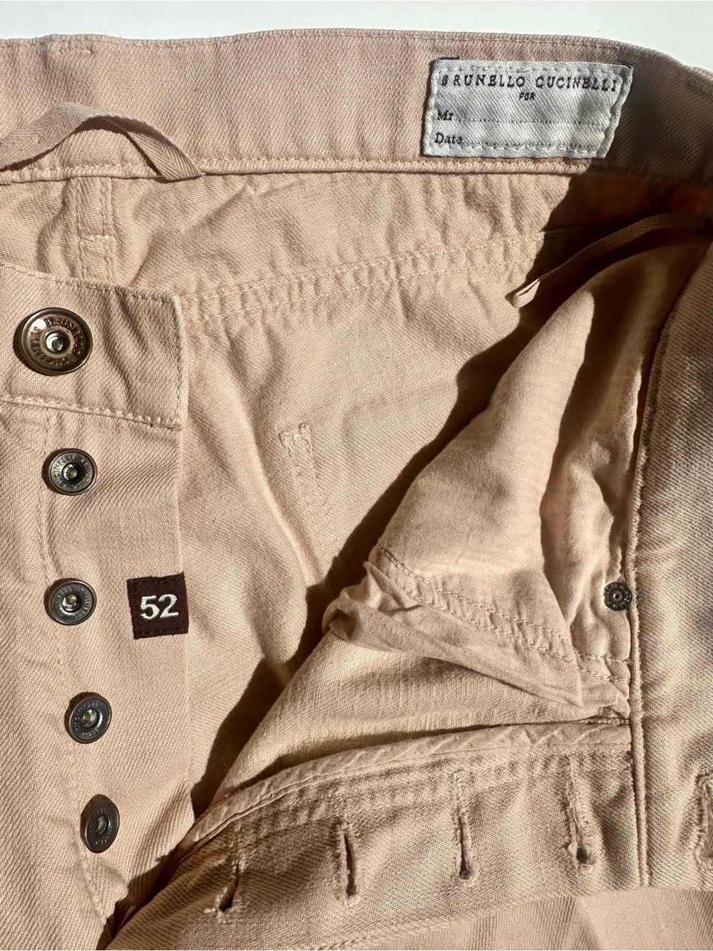 Brunello Cucinelli Sand-Pink Men’s Denim Trousers Jeans, 52, US L (35-36”)
